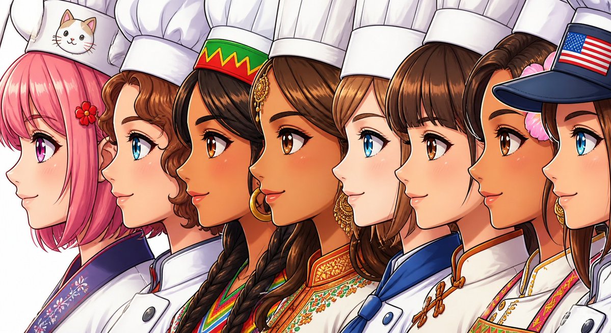 Side-by-Side Girl Profile closeup AI image template preview