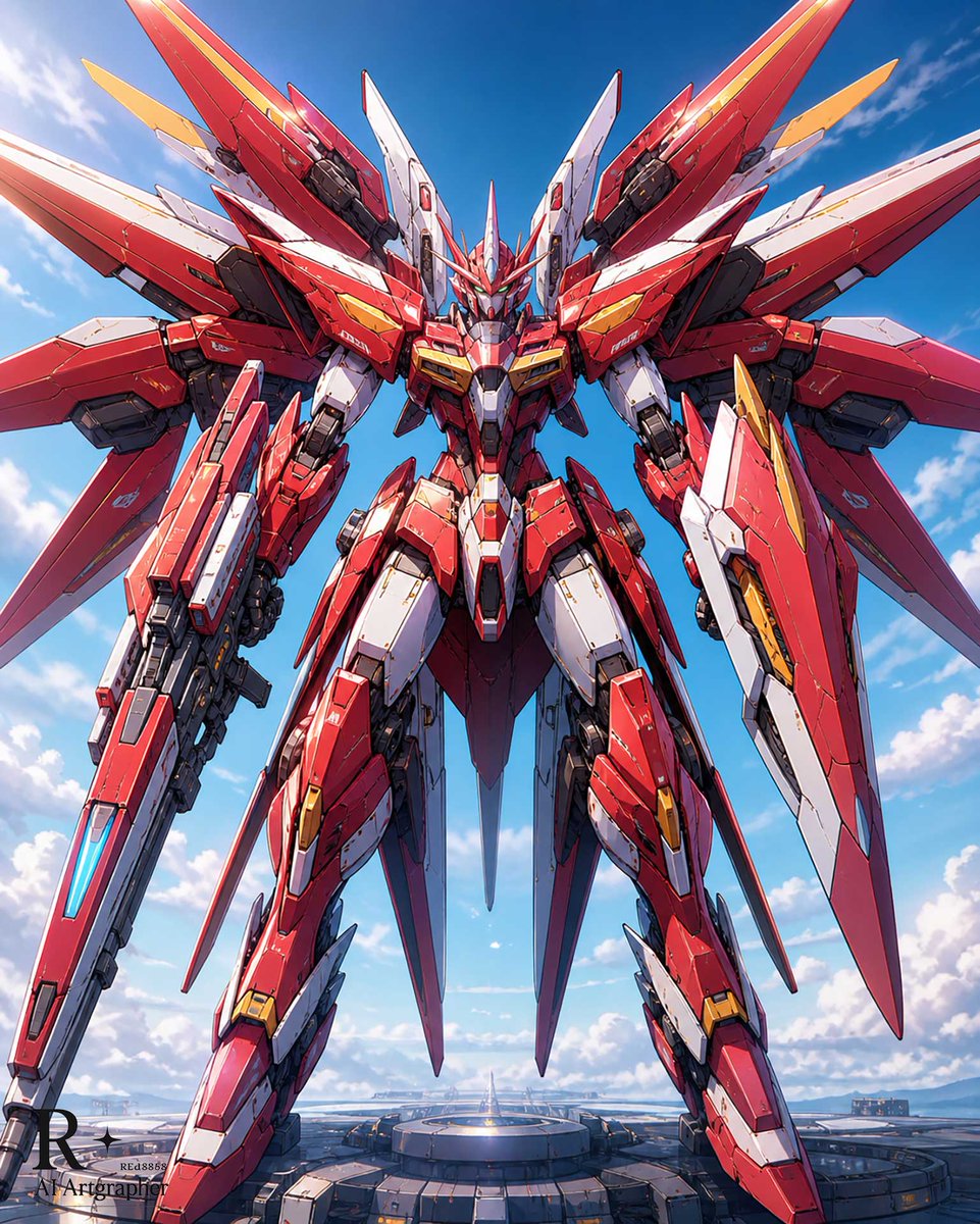 Crimson Winged Giant Mecha AI image template preview