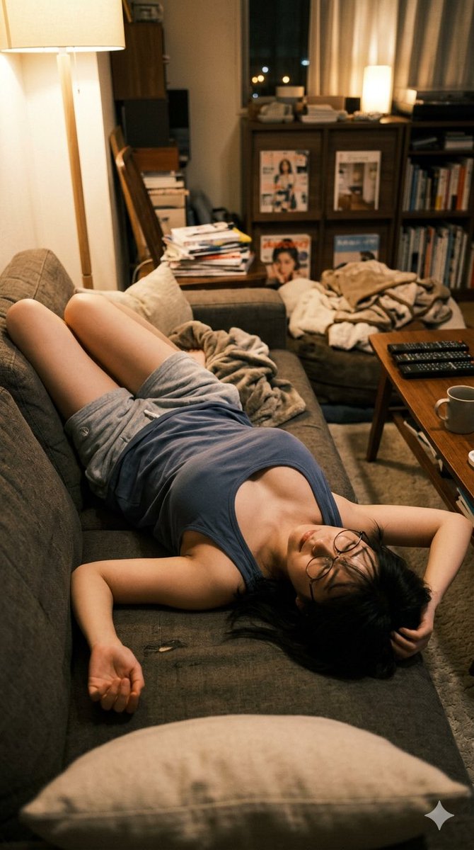 Cozy Night Living Room Candid AI image template preview