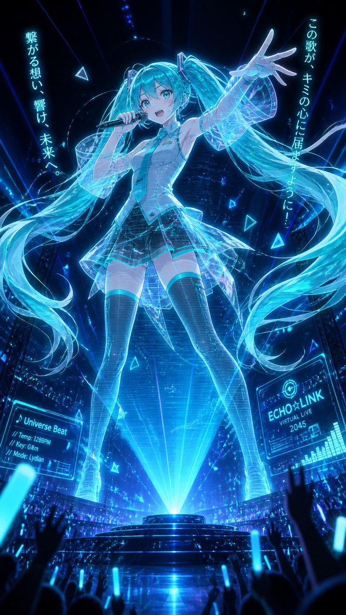 Holographic Miku Cyber Concert AI image template preview