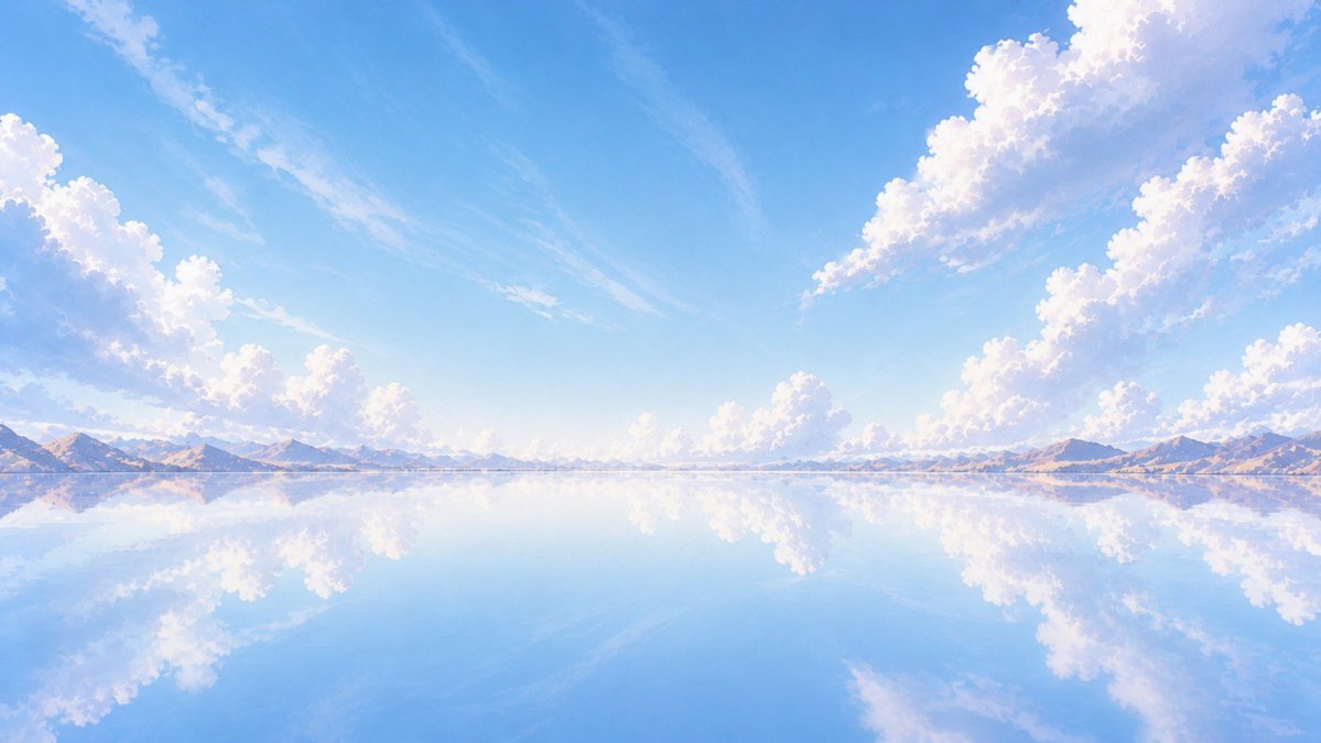 Anime Mirror Lake Sky Background AI image template preview