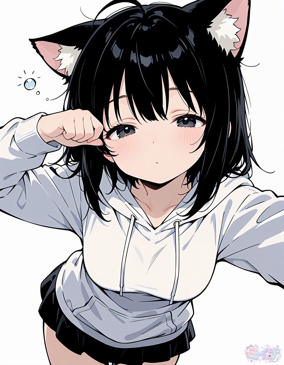 Sleepy Cat-Eared Anime Girl AI image template preview
