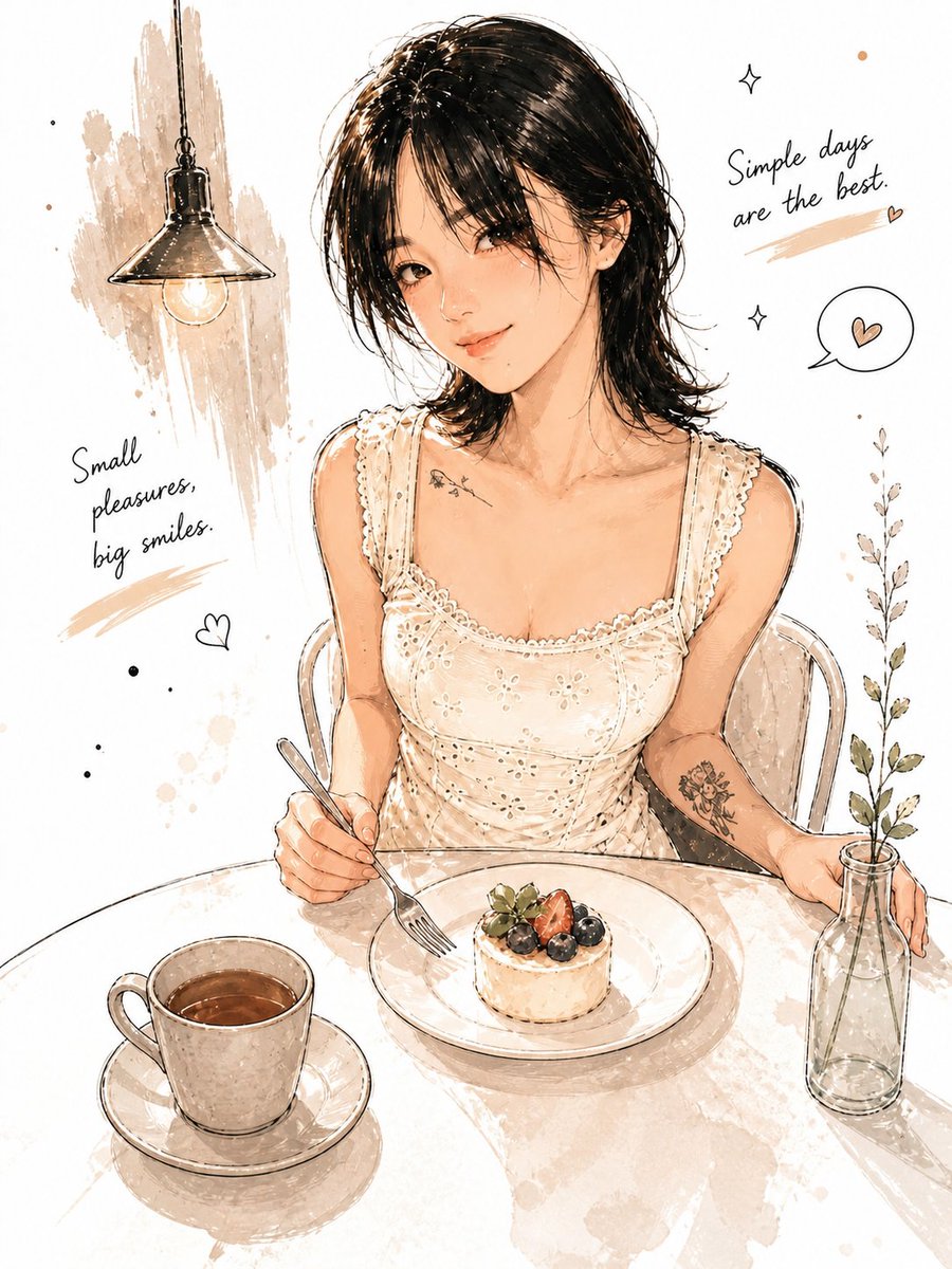 Minimalist Watercolor Cafe Illustration AI image template preview
