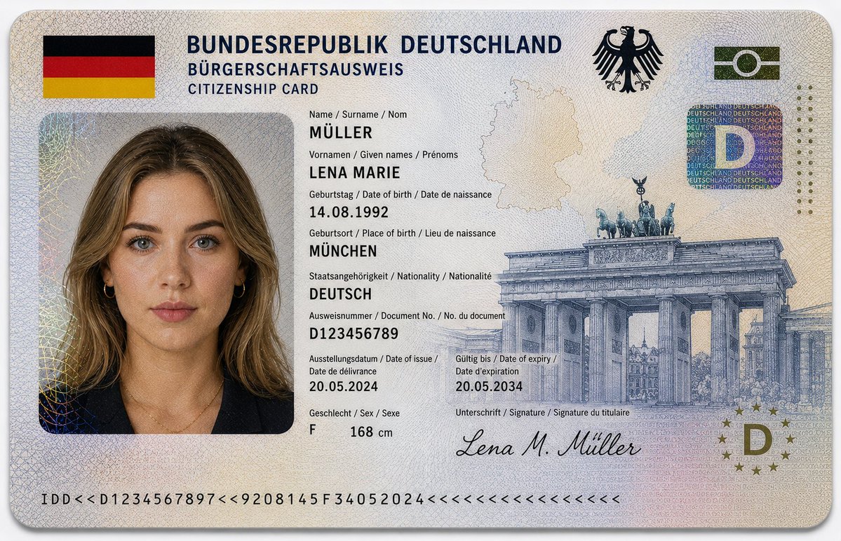 German Citizenship Identity Card Mockup AI image template preview