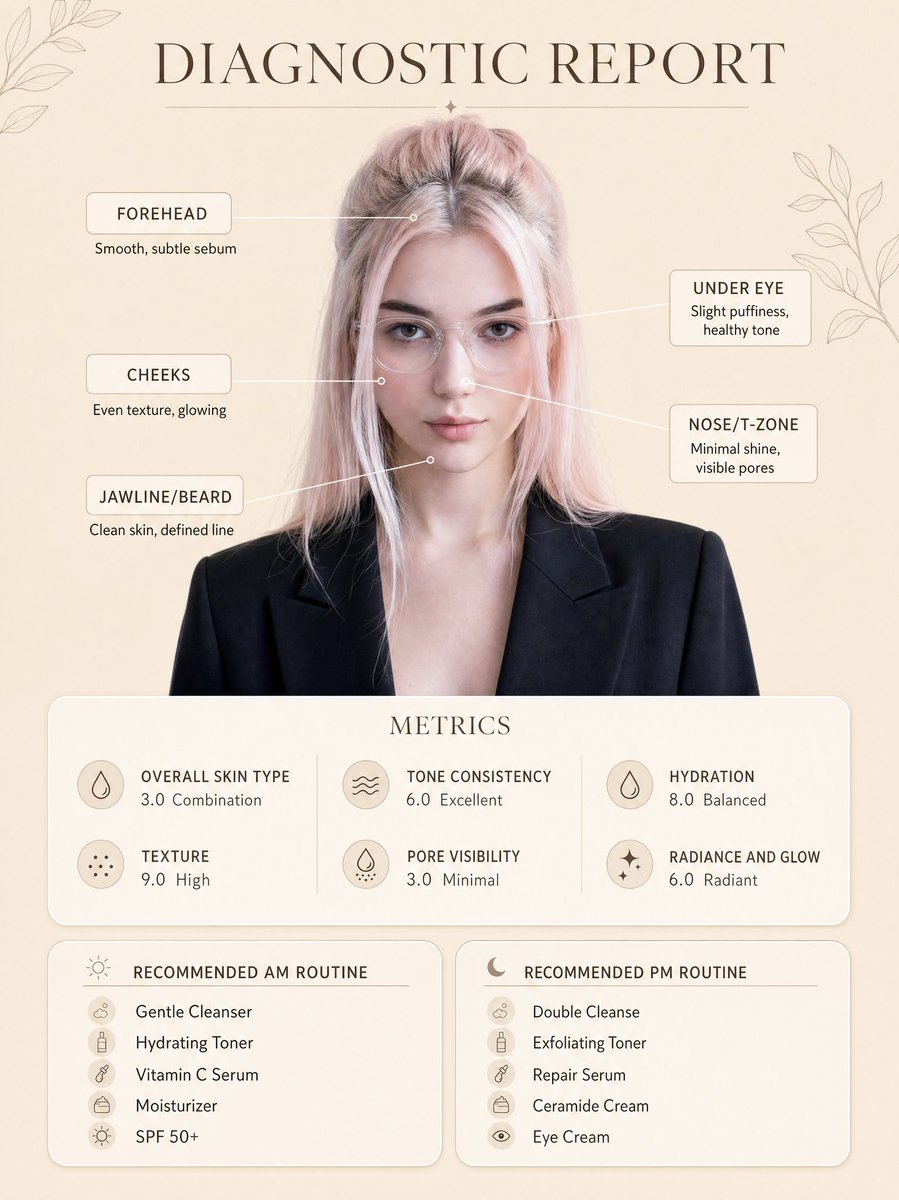 Skincare Diagnostic Infographic Poster AI image template preview