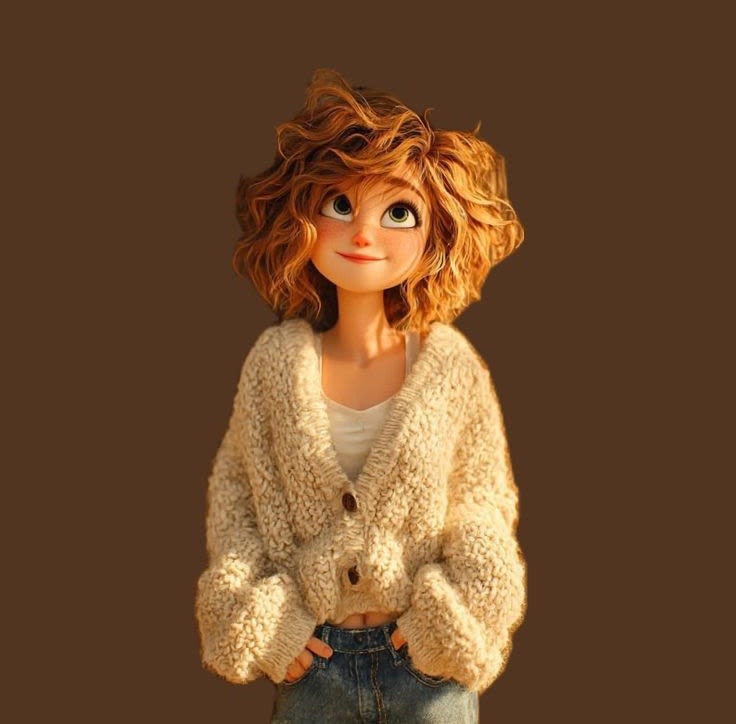 Pixar Style Curly Haired Girl AI image template preview