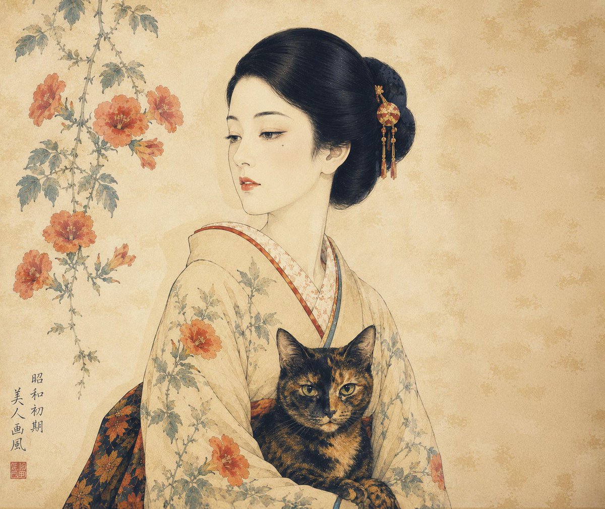 Showa Era Japanese Painting Style AI image template preview