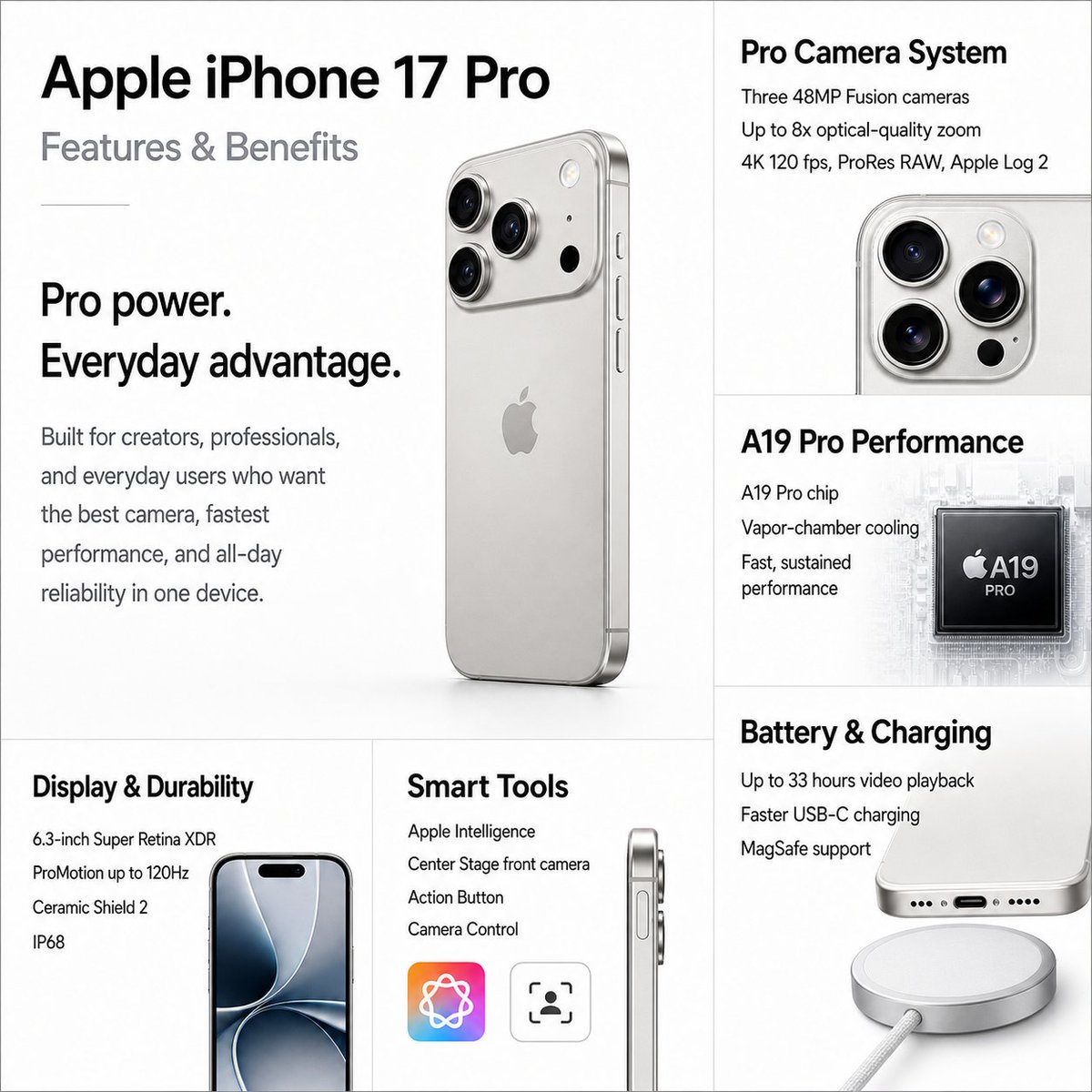 Apple iPhone Pro Feature Board AI image template preview