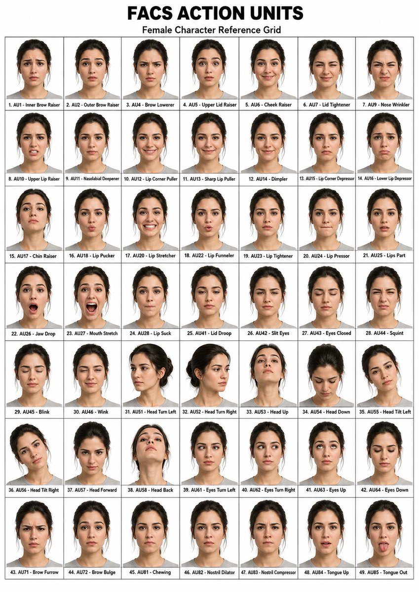 FACS Action Units Reference Grid AI image template preview