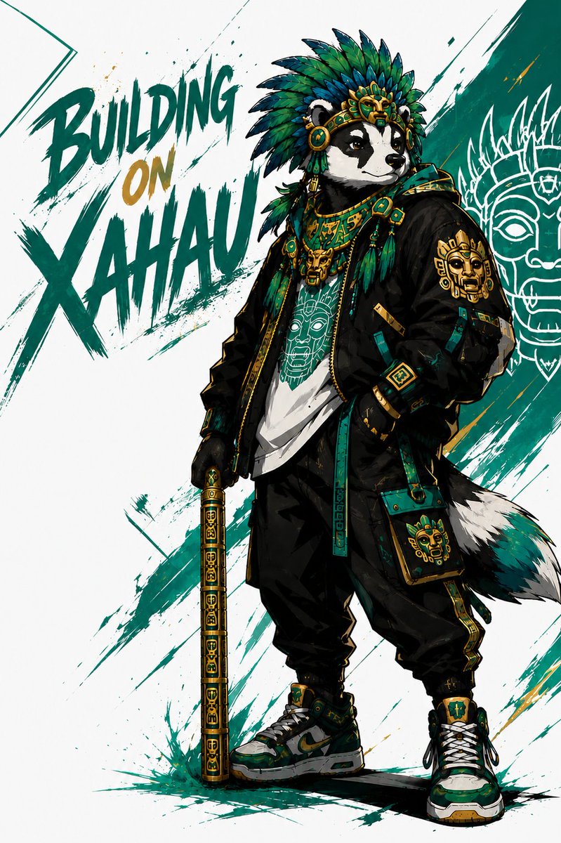 Aztec Streetwear Panda Poster AI image template preview