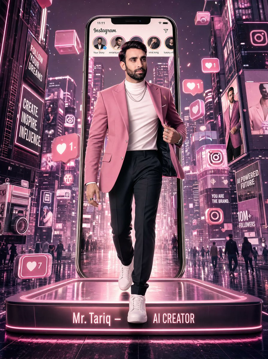 Neon Instagram AI Creator Poster AI image template preview