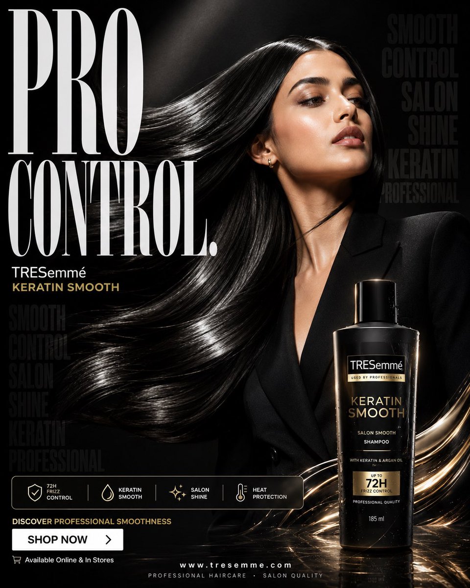 Luxury Keratin Shampoo Ad AI image template preview