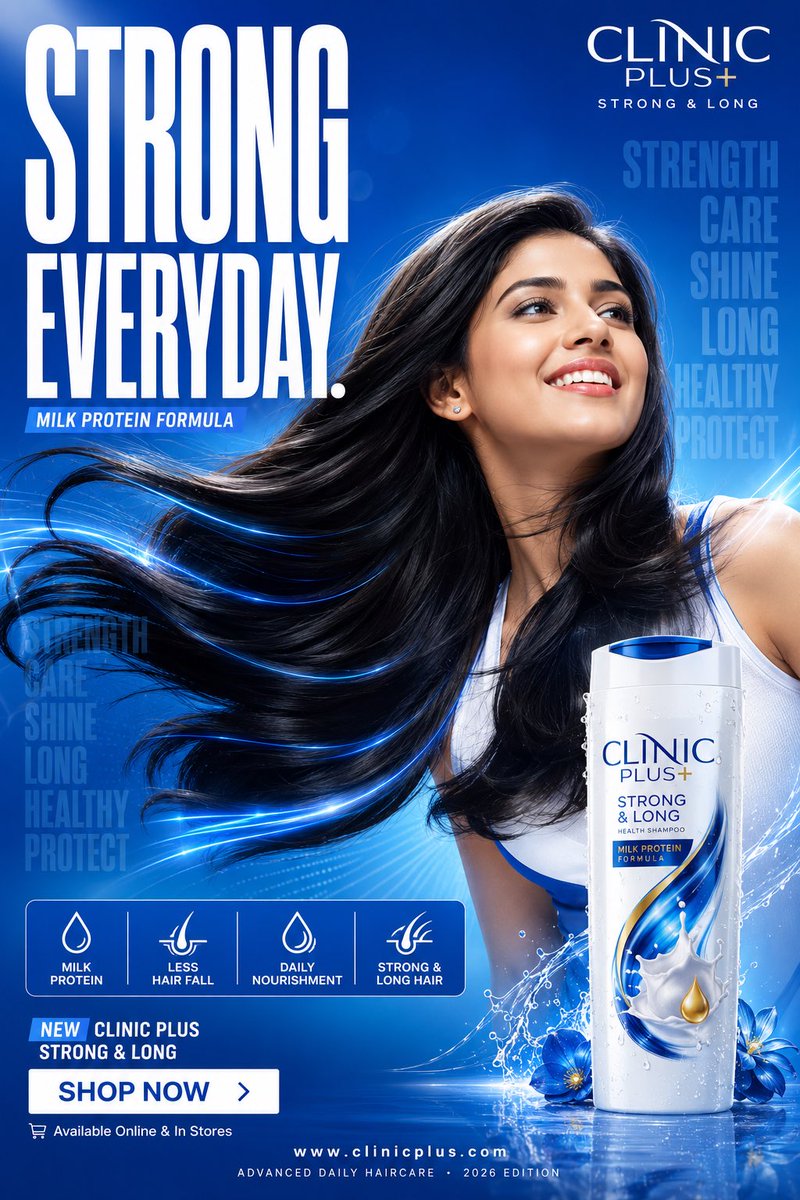 Clinic Plus Strong Hair Ad AI image template preview
