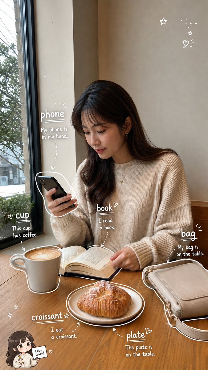 Cafe English Vocabulary Journal AI image template preview