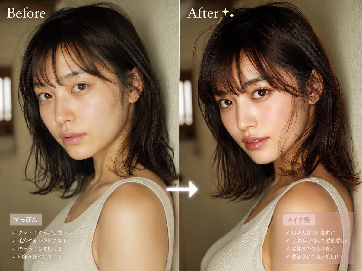 Before After Makeup Transformation AI image template preview