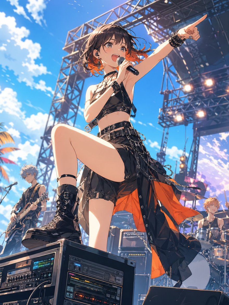 Anime Punk Rock Festival Stage AI image template preview