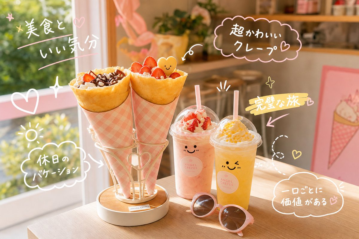 Kawaii Crepe Café Photo AI image template preview