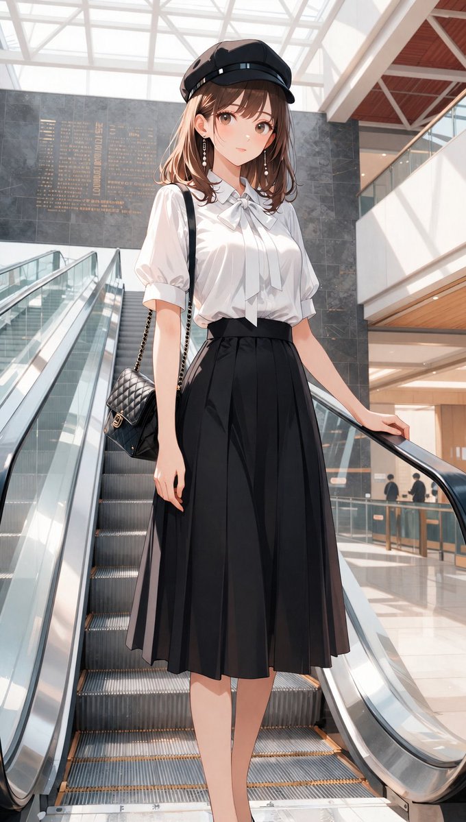 Anime Mall Escalator Fashion Portrait AI image template preview