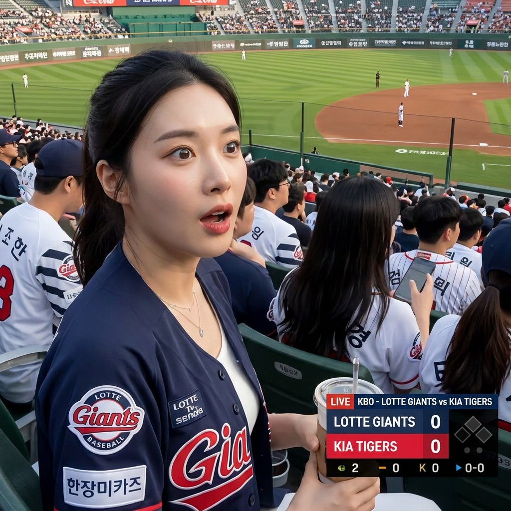 Korean Baseball Broadcast Fan Photo AI image template preview