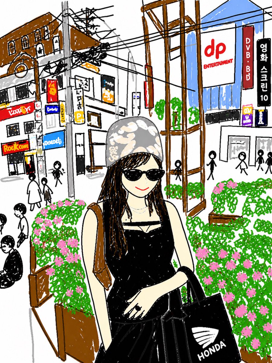 Cute Hand-Drawn Korean Street Portrait AI image template preview