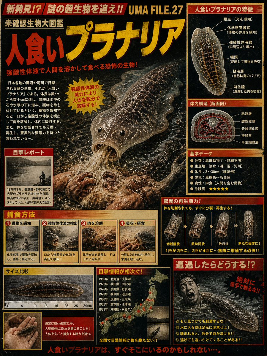 Retro Man-Eating Planaria Dossier AI image template preview