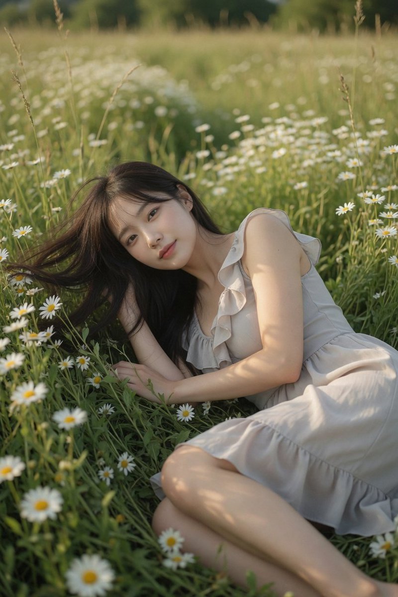 Daisy Field Cinematic Portrait AI image template preview