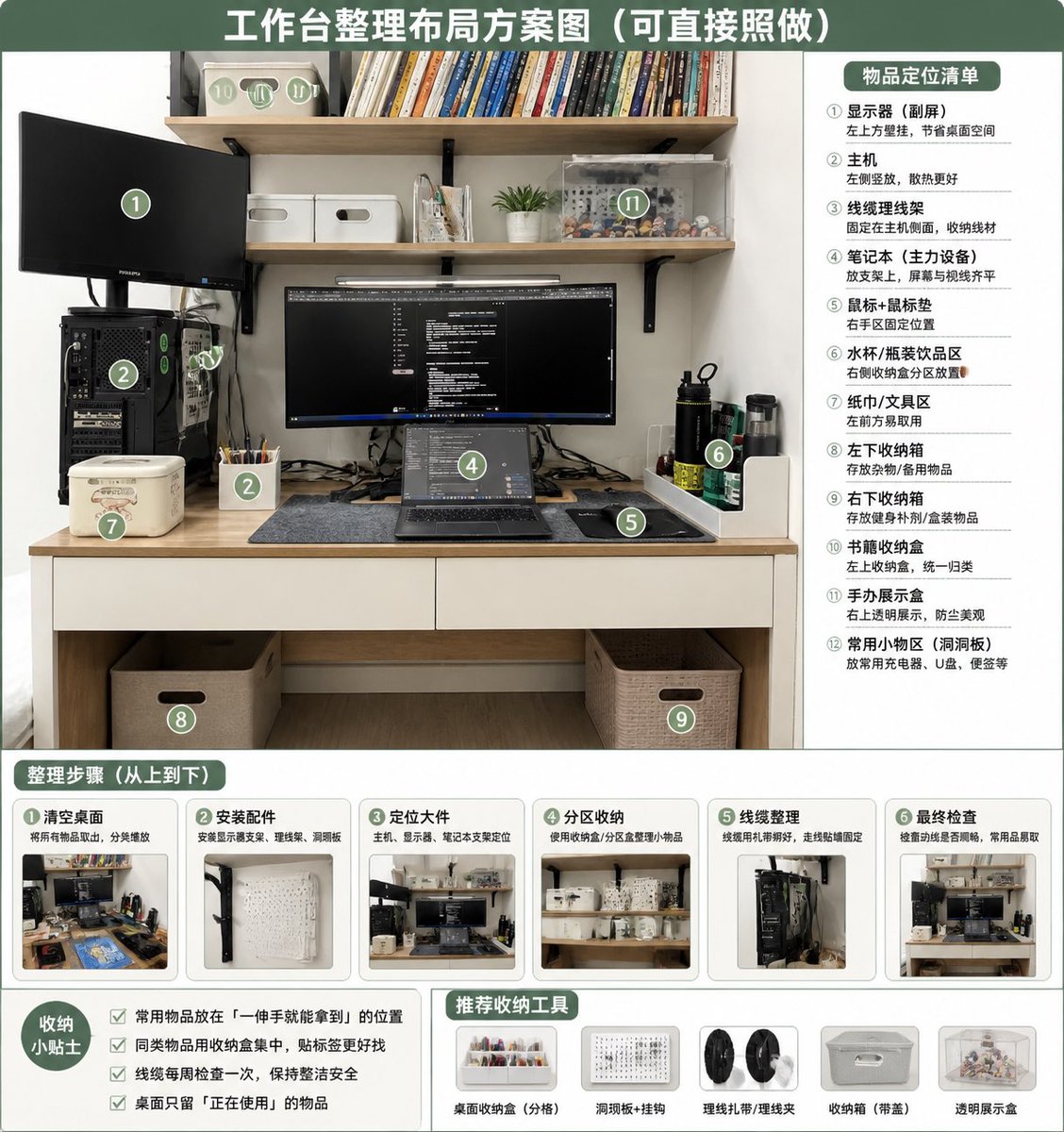 Desk Organization Layout Infographic AI image template preview