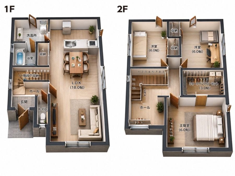 Two-Story Japanese House Floor Plan AI image template preview