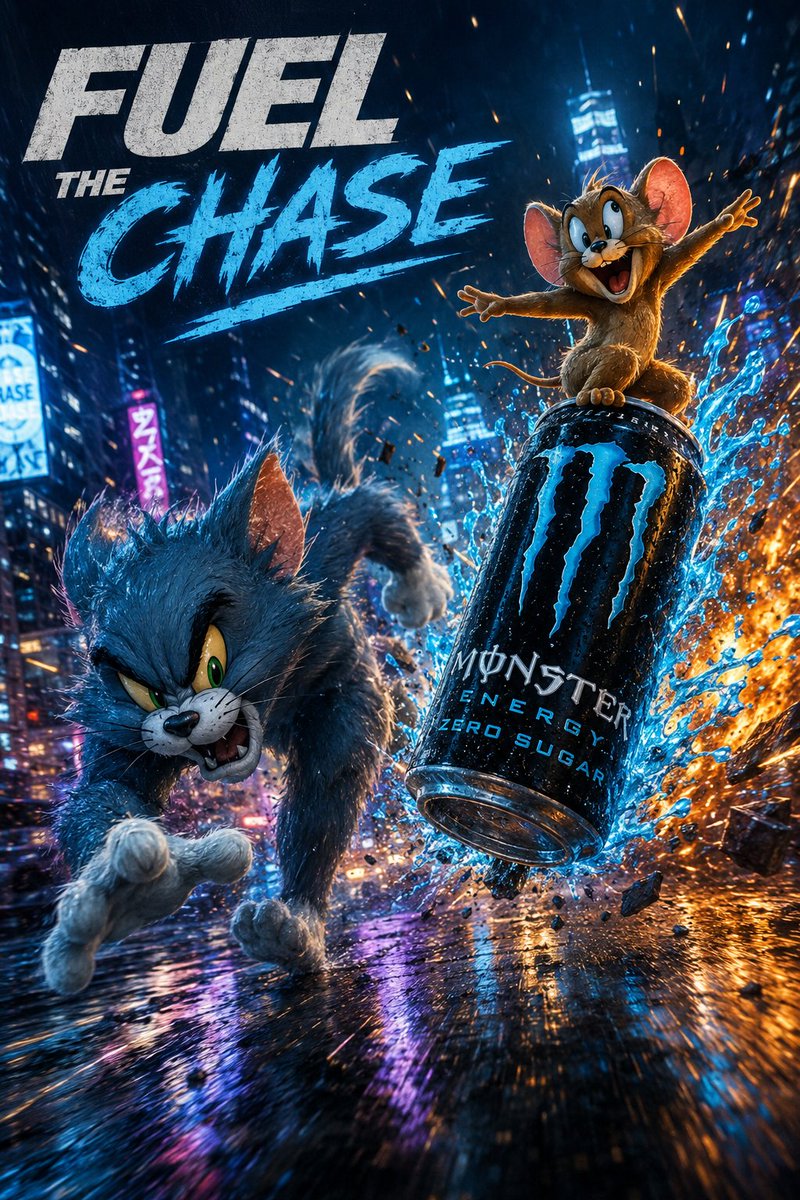 Futuristic Energy Drink Ad Poster AI image template preview