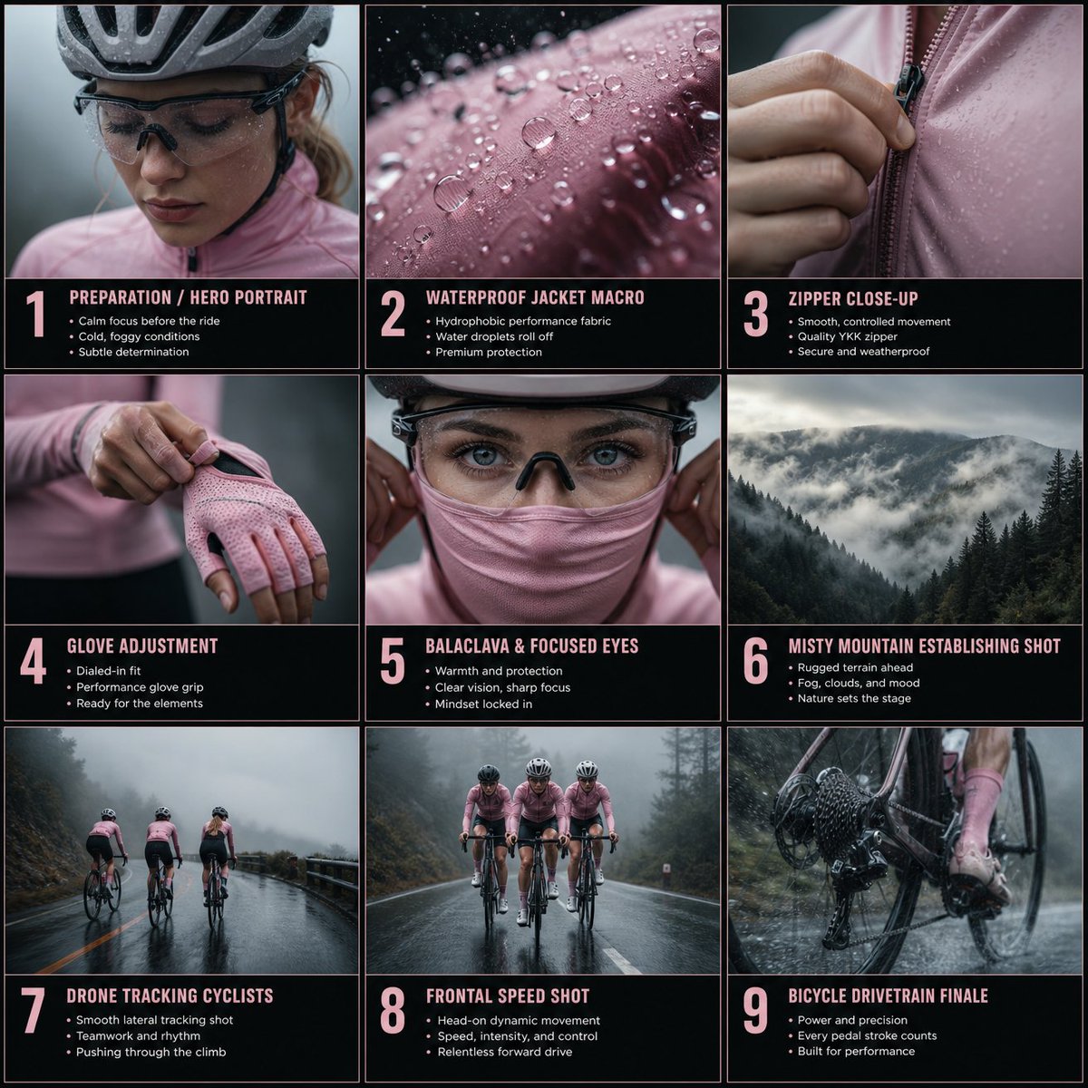 Cinematic Cycling Storyboard AI image template preview