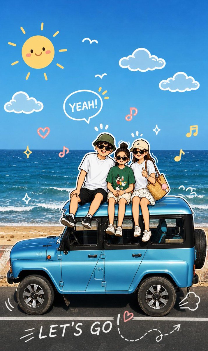 Playful Cartoon Sketch Transformation AI image template preview
