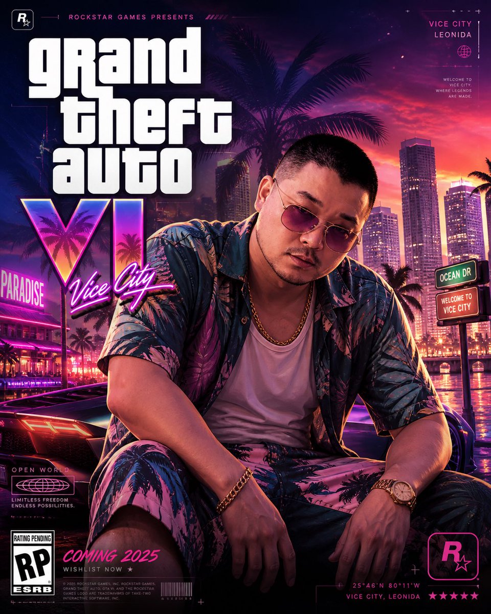 GTA VI Style 8K Cinematic Poster AI image template preview