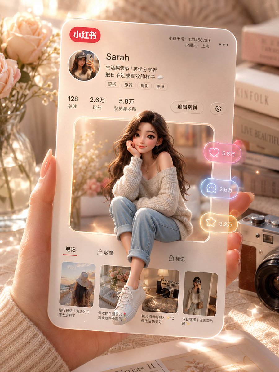 3D Social Media Profile Card AI image template preview