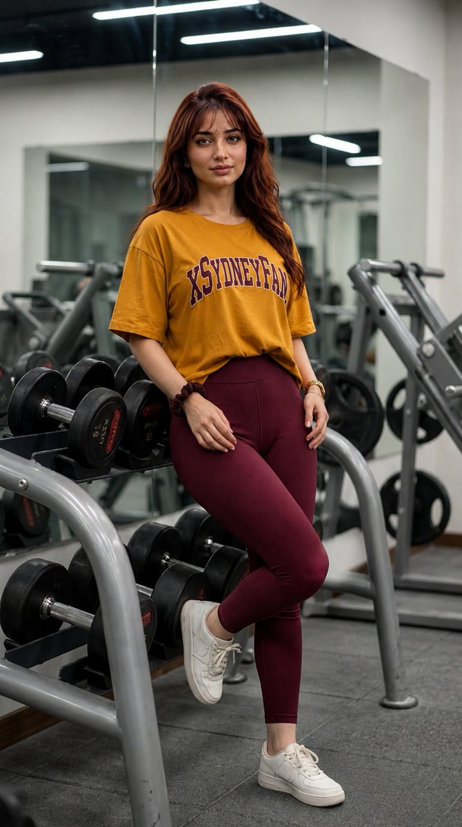 Gym Mirror Selfie Portrait AI image template preview