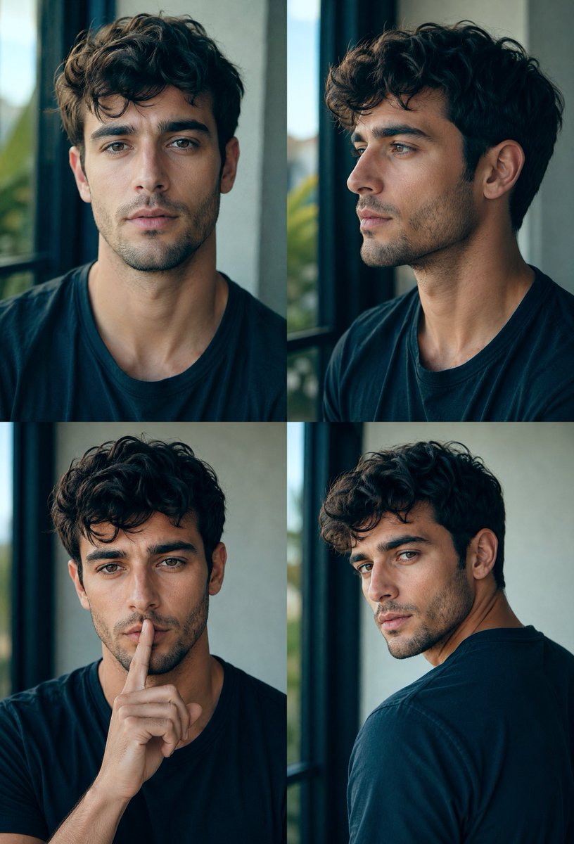 Four-Panel Male Hairstyle Reference AI image template preview