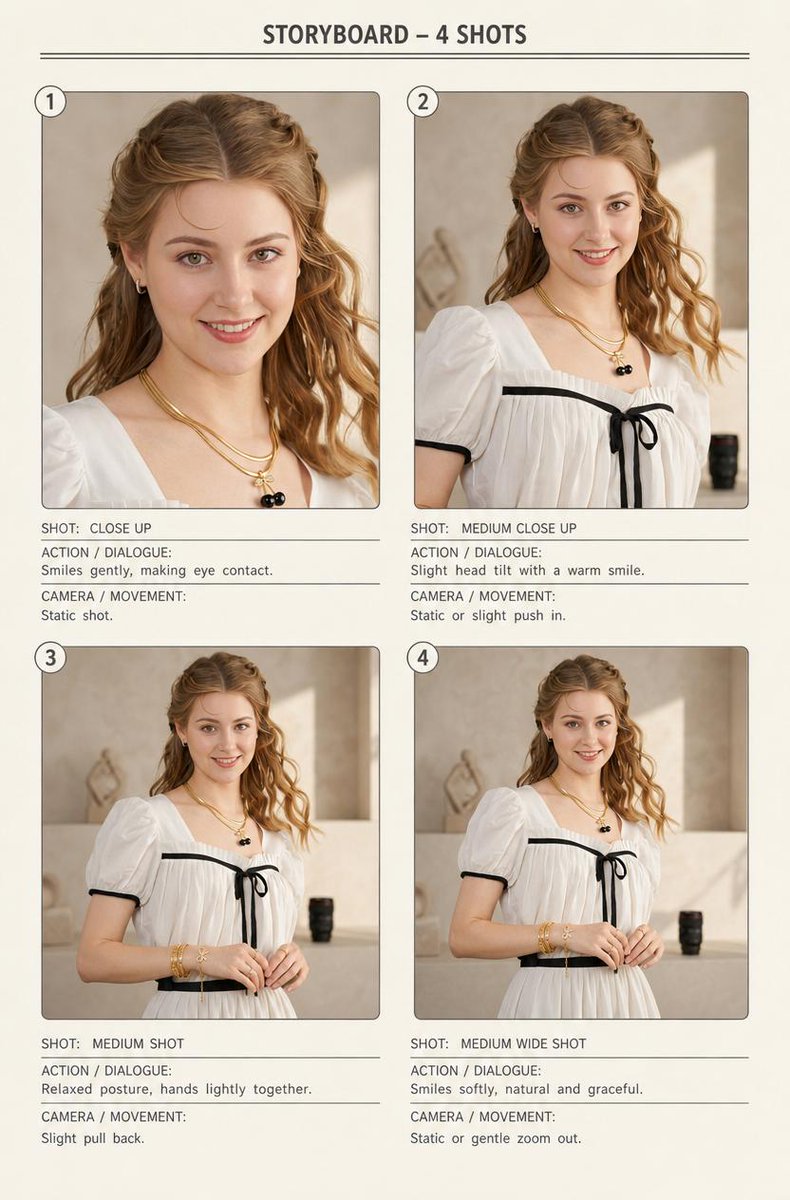 Four-Shot Fashion Storyboard AI image template preview