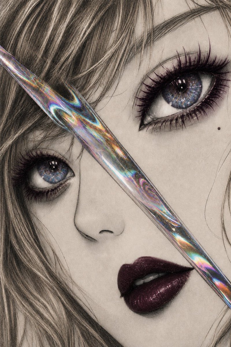 Iridescent Glass Gothic Beauty Portrait AI image template preview