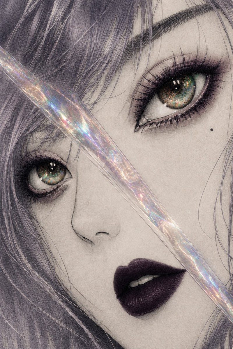 Iridescent Glass Gothic Beauty Portrait example 3