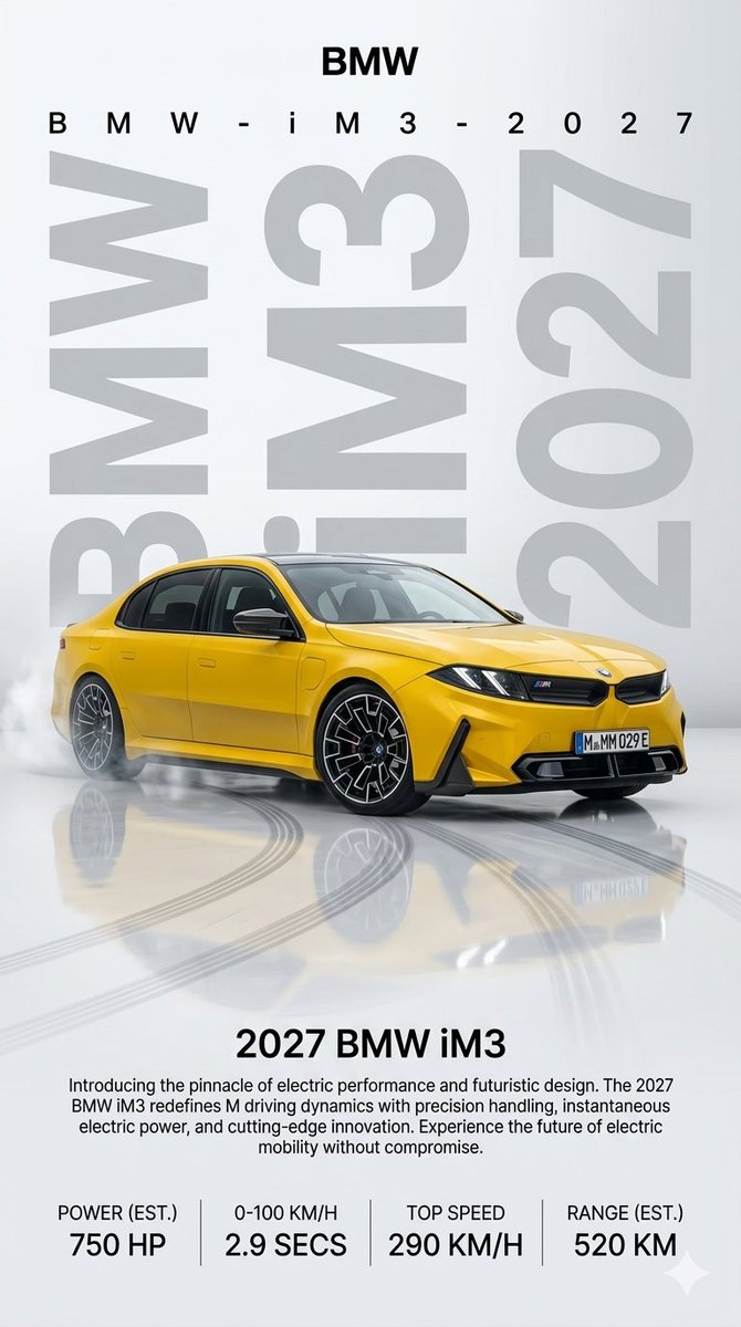 2027 BMW iM3 Launch Poster AI image template preview