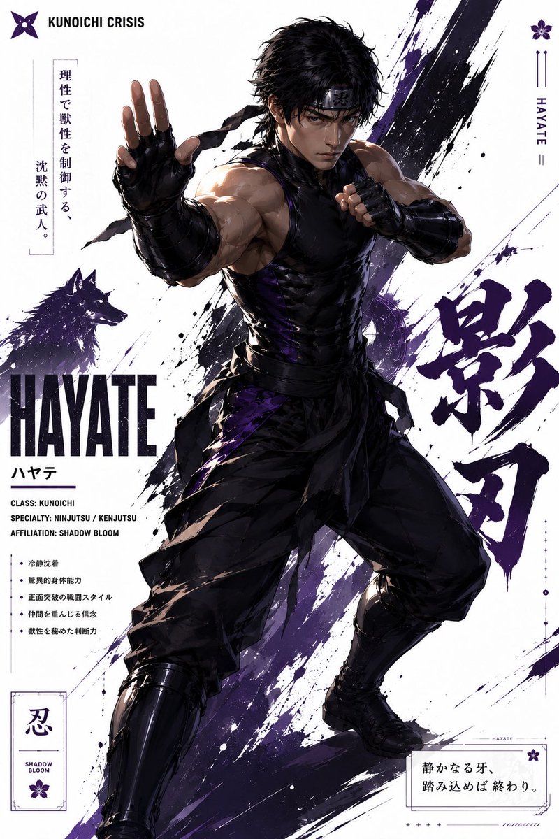 Hayate Ninja Character Poster AI image template preview