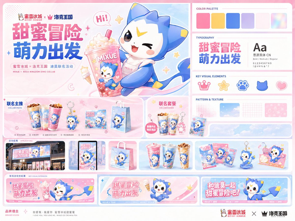 MIXUE Dimo Collaboration Brand Board AI image template preview