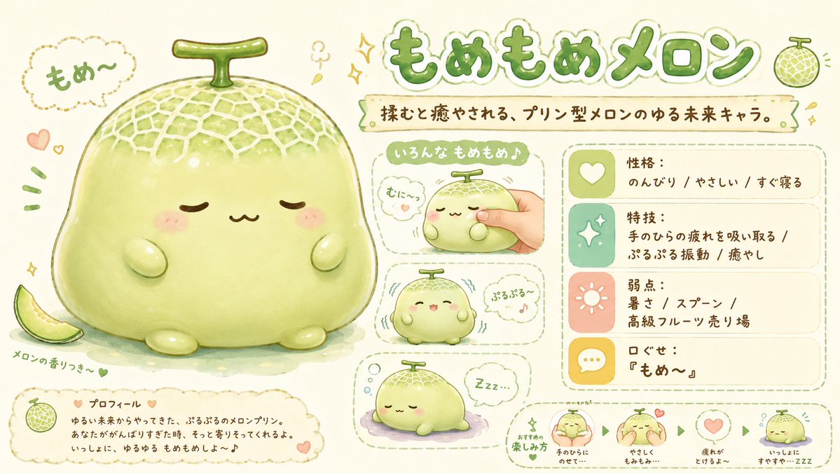 Kawaii Melon Mascot Character Sheet AI image template preview