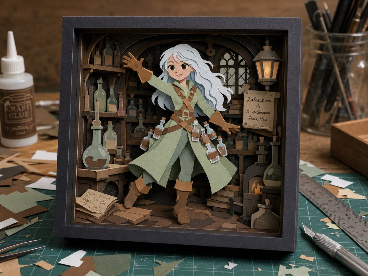 Layered Alchemist Shadow Box AI image template preview