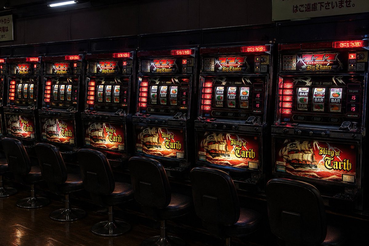 Empty Japanese Pachislot Parlor Row AI image template preview