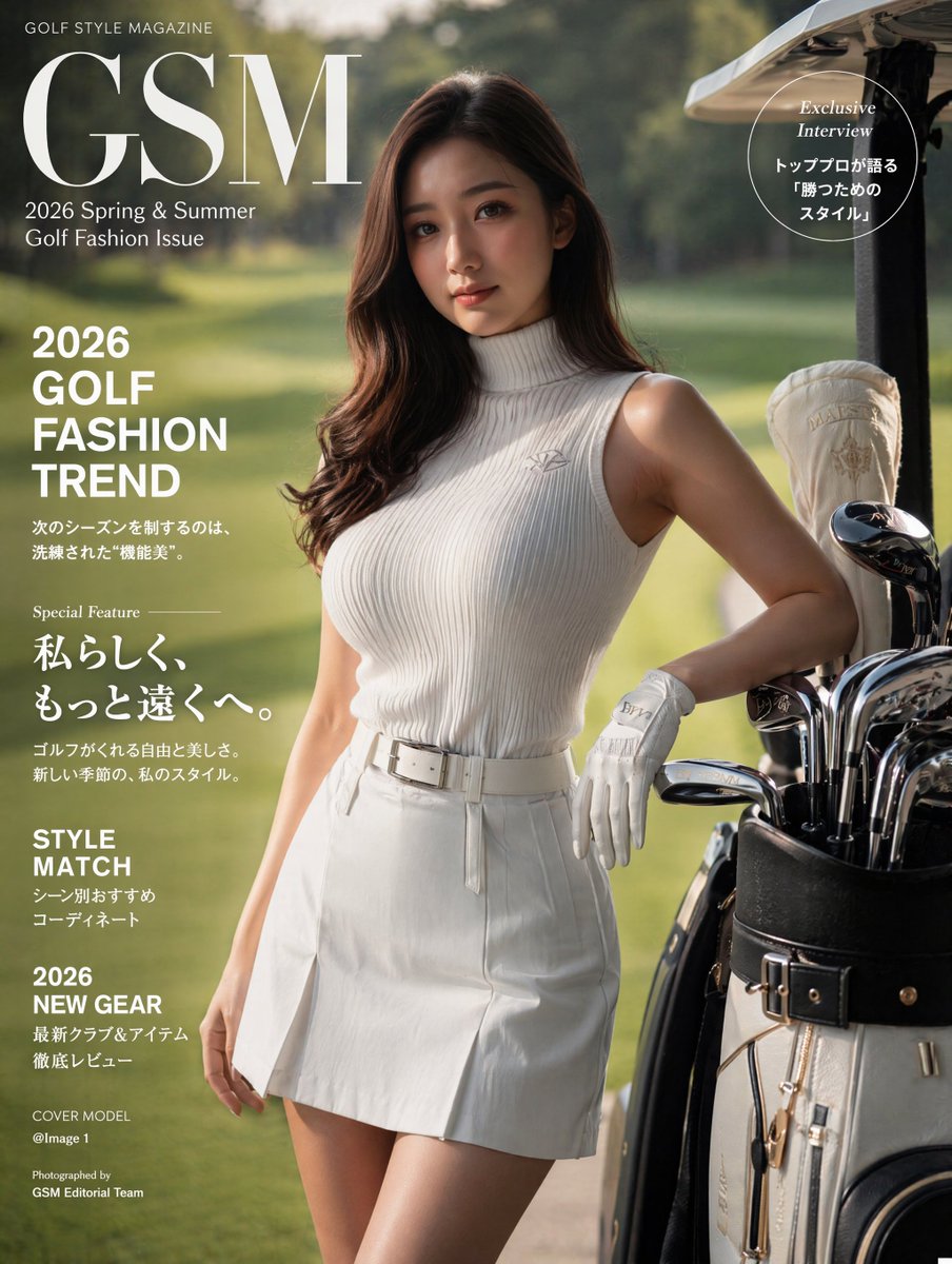 Luxury Golf Fashion Magazine Cover AI image template preview