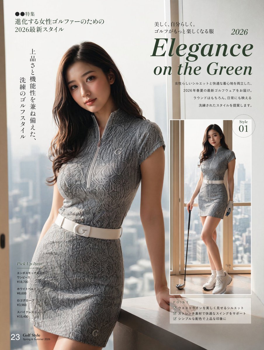 Elegance on the Green Magazine Page AI image template preview