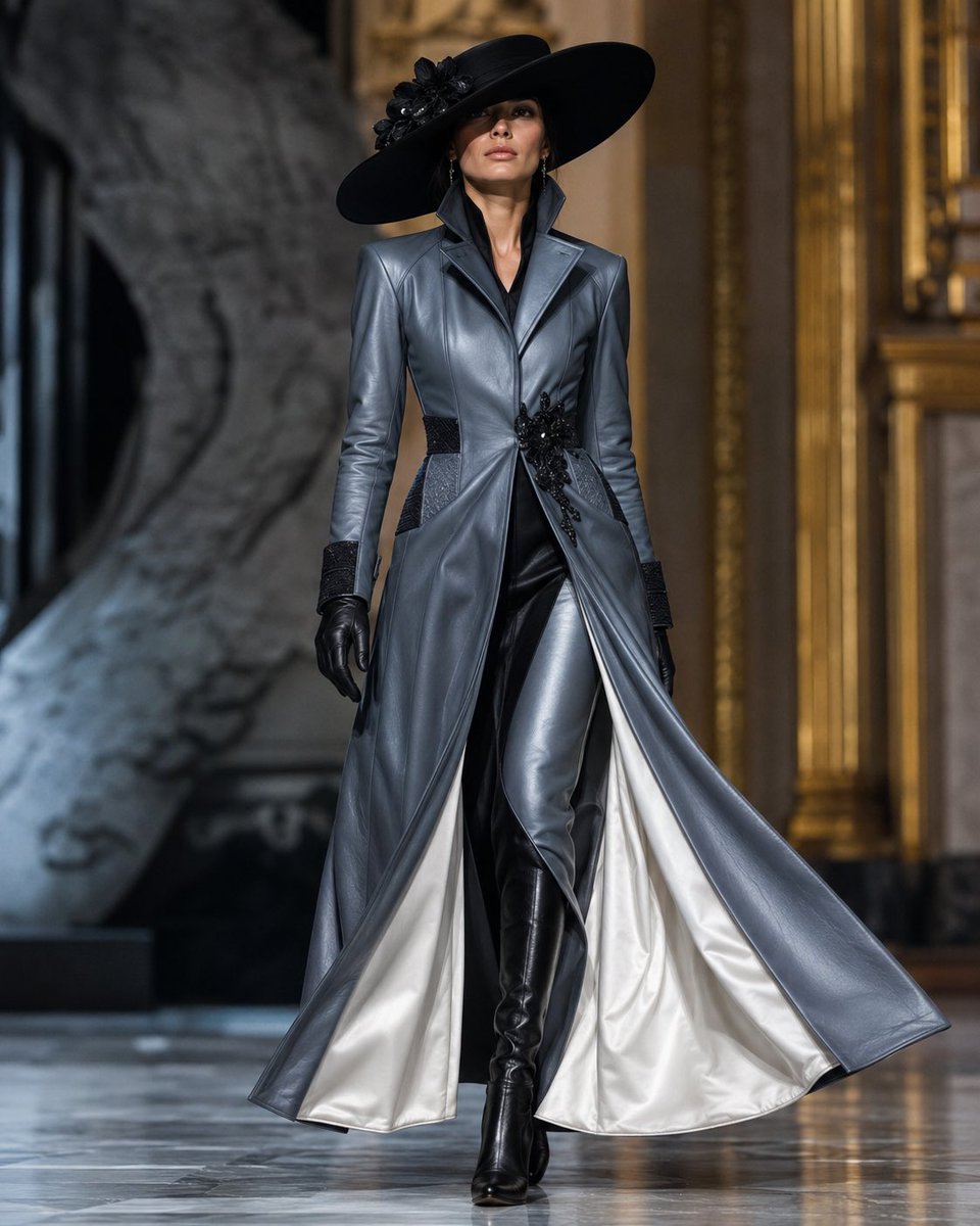 Couture Leather Runway Model AI image template preview