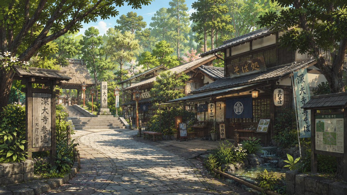 Jindaiji Temple Approach Background AI image template preview