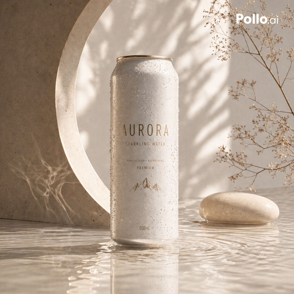 Luxury Sparkling Water Can Ad AI image template preview