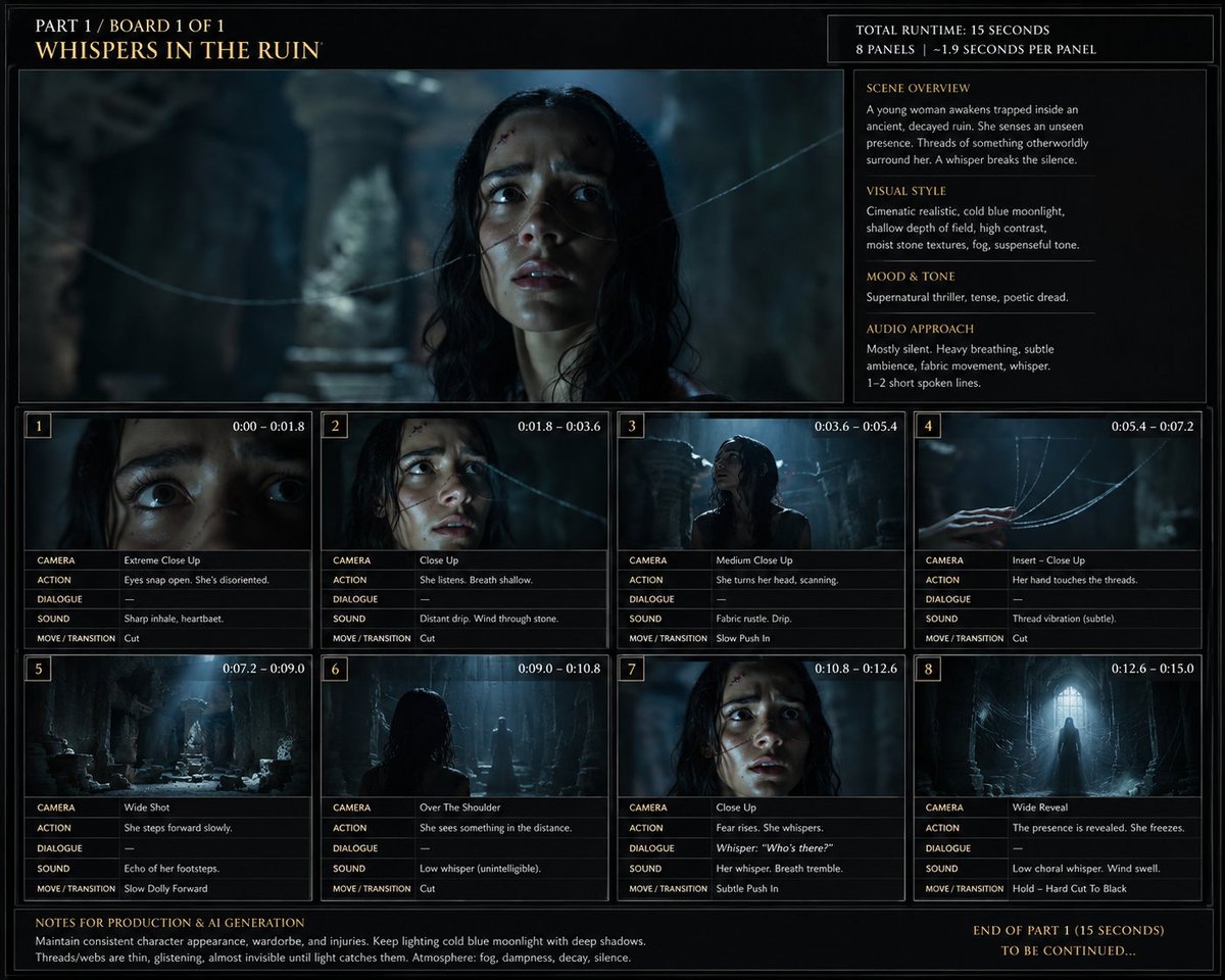 Whispers in the Ruin Storyboard AI image template preview